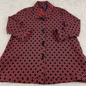 Ali Miles Jacket Women’s 2m Abstract Print Button Front Statement Red Black 235